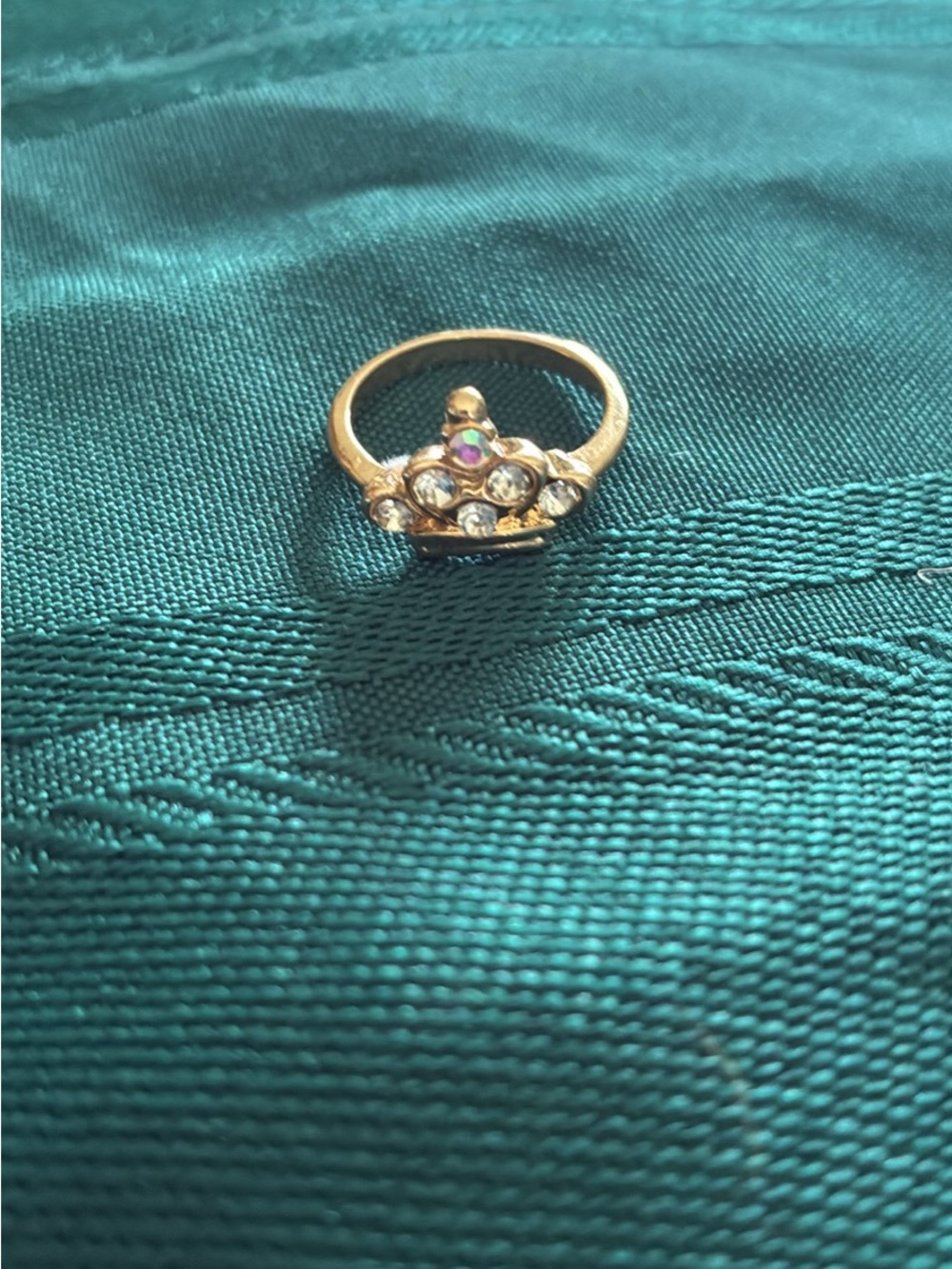 Gold-Tone Crown Crystal Ring - Women Jewelry